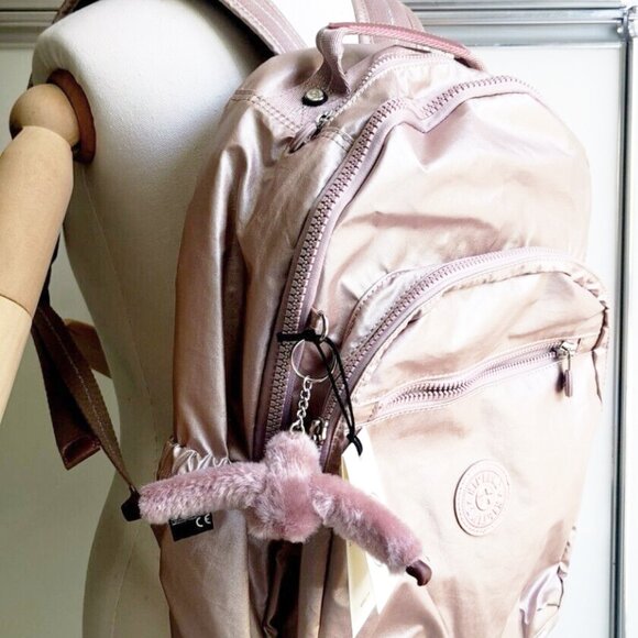 brand new Kipling reduced Large 44cm 15" Laptop Seoul Backpack rose gold pink - Picture 2 of 15